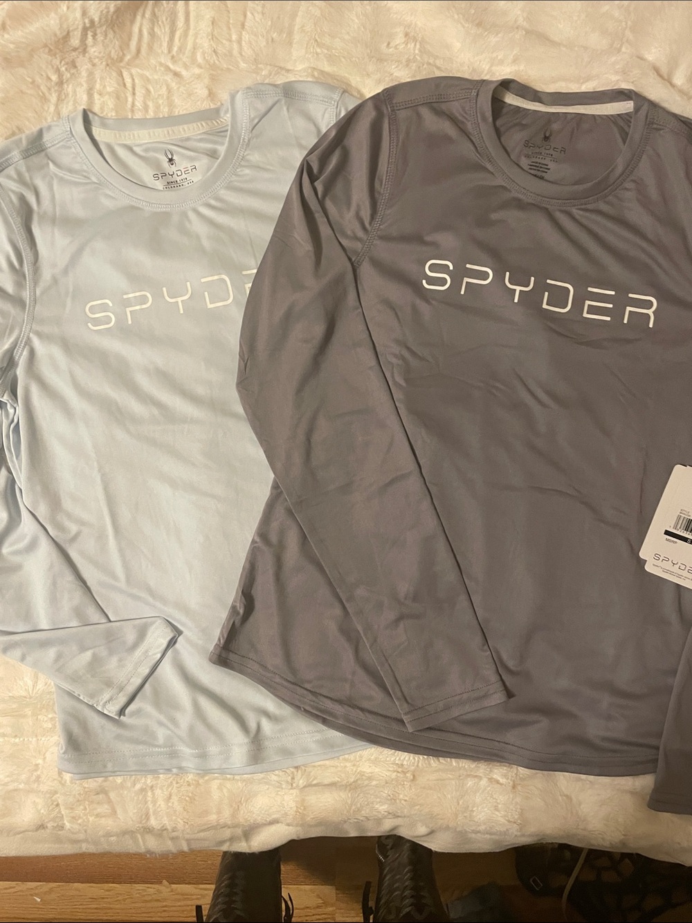 Spyder Long Sleeve Performance Tops - Light Blue & Gray